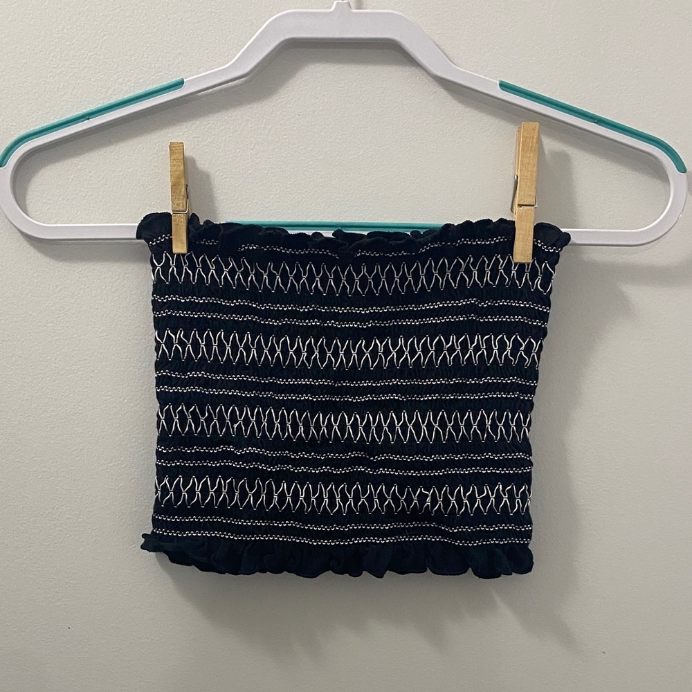 American Eagle Outfitters Black Smocked Top